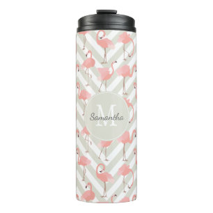 Bouteilles Isothermes Motif de Flamants roses roses avec votre Monogramm