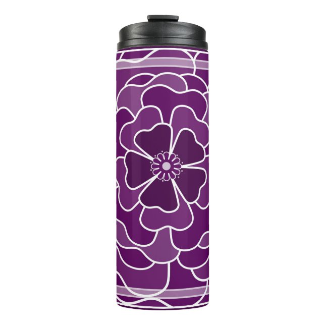 Bouteilles Isothermes Motif de fleurs abstraites violet foncé (Devant)