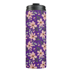 Bouteilles Isothermes motif de fleurs aquarelles roses 