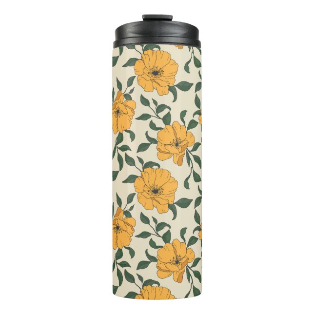 Bouteilles Isothermes Motif de fleurs de crapaud orange (Devant)