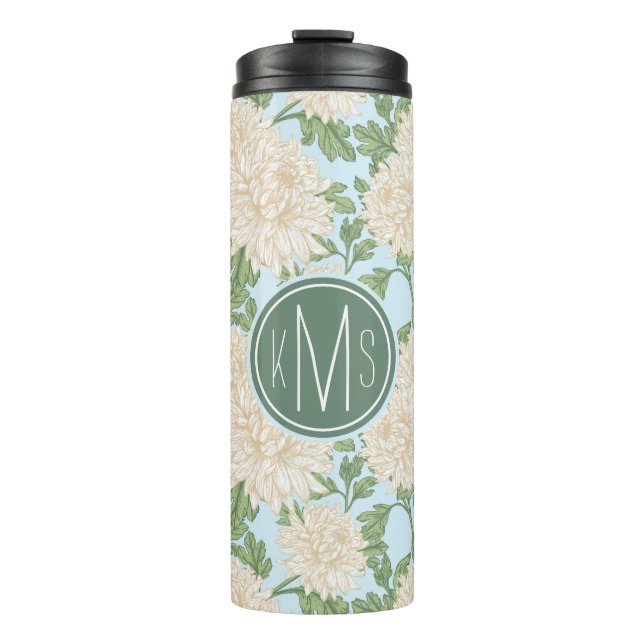 Bouteilles Isothermes Motif de fleurs de maman du jardin blanc (Devant)