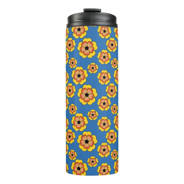 Bouteilles Isothermes Motif de fleurs orange jaune (Devant)