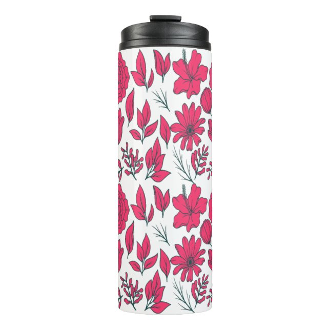 Bouteilles Isothermes Motif de fleurs sauvages rouges sans joint (Devant)