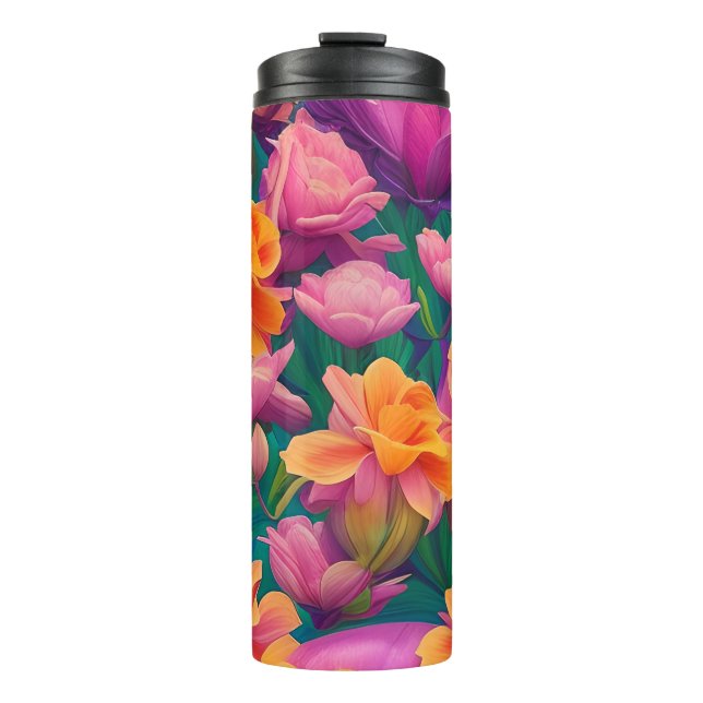 Bouteilles Isothermes Motif de fleurs tropicales hawaïennes (Devant)