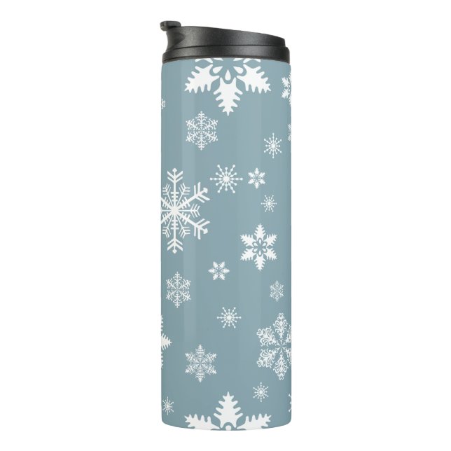 Bouteilles Isothermes Motif de flocon de neige, flocons blancs, neige, g (Tourné sur la droite)