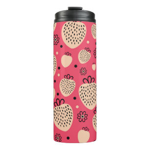 Bouteilles Isothermes Motif de fraise rose : design doux et homogène