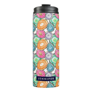 Bouteilles Isothermes Motif de géoode vert orange rose pâle