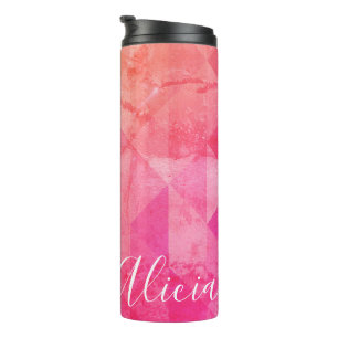 Bouteilles Isothermes Motif de grunge rose orange, nom personnalisé