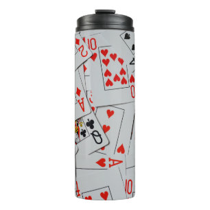 Bouteilles Isothermes Motif de jeu de cartes à jouer éparpillées,