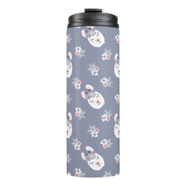 Bouteilles Isothermes Motif de lamas et de fleurs (Devant)