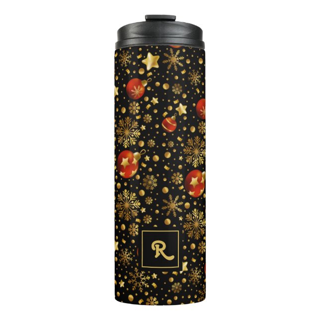 Bouteilles Isothermes Motif de Noël rouge et or (Devant)
