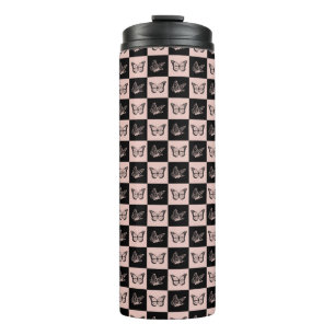 Bouteilles Isothermes motif de papillon rose et noir À damiers
