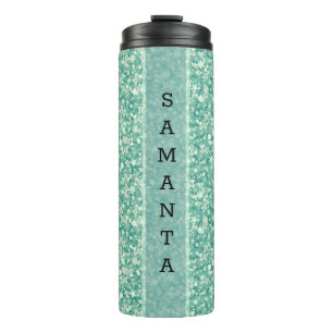 Bouteilles Isothermes Motif de Parties scintillant verte monogramme