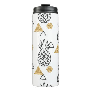Bouteilles Isothermes Motif de points d'or géométriques à ananas.