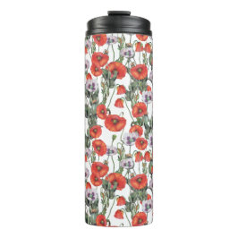 Bouteilles Isothermes Motif de Poppies rouges et violettes