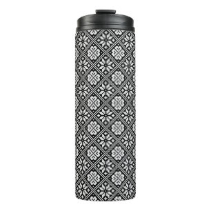 Bouteilles Isothermes Motif de Tricot noir et blanc estonien