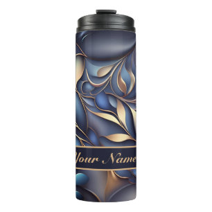 Bouteilles Isothermes Motif de vrilles 3D bleu doré