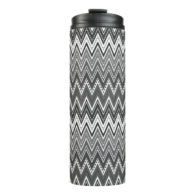 Bouteilles Isothermes Motif de zigzag géométrique noir et blanc (Devant)