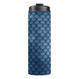 Bouteilles Isothermes Motif d'écailles de sirène pailleté bleu marine
