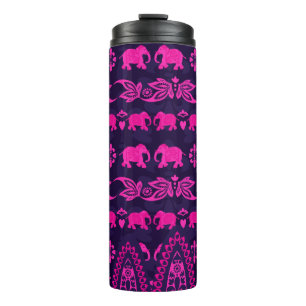 Bouteilles Isothermes Motif d'éléphant rose asiatique sur bleu