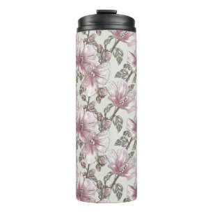 Bouteilles Isothermes Motif des fleurs d'hibiscus roses rousses