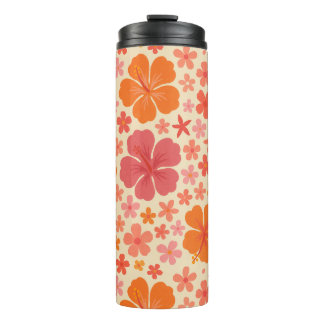 Bouteilles Isothermes Motif d'hibiscus hawaïen des années 60