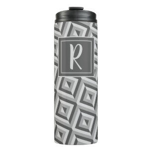 Bouteilles Isothermes Motif diamant à trois tons gris monogramme