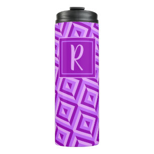 Bouteilles Isothermes Motif diamant à trois tons violet monogramme