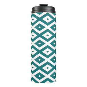 Bouteilles Isothermes motif diamant turquoise et blanc