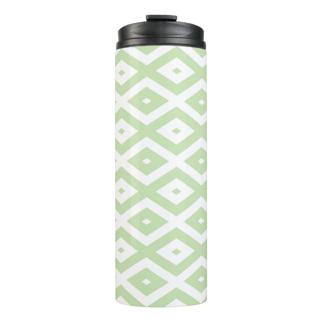 Bouteilles Isothermes Motif diamant vert pâle et blanc (Devant)
