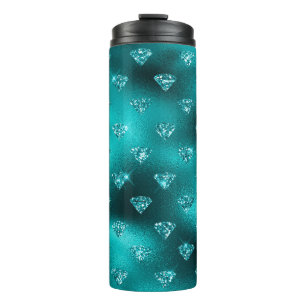 Bouteilles Isothermes Motif Diamants Paillettes Glam Ombré Sarcelle