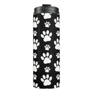 Bouteilles Isothermes Motif, Empreintes de pattes, pattes de chien, noir