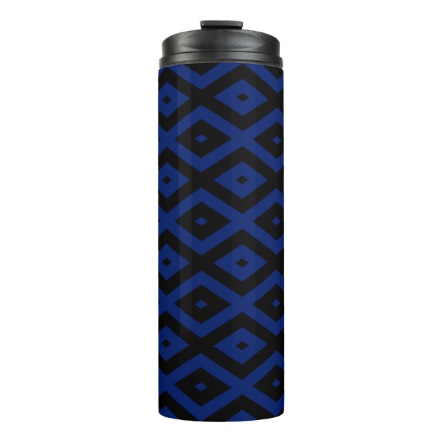 Bouteilles Isothermes Motif en diamant bleu et noir (Devant)