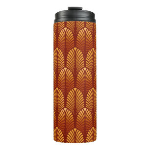 Bouteilles Isothermes Motif en plumes Art Déco, Mandarin Orange