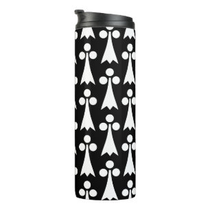 Bouteilles Isothermes Motif Ermine, Motif médiéval, Blanc sur Noir