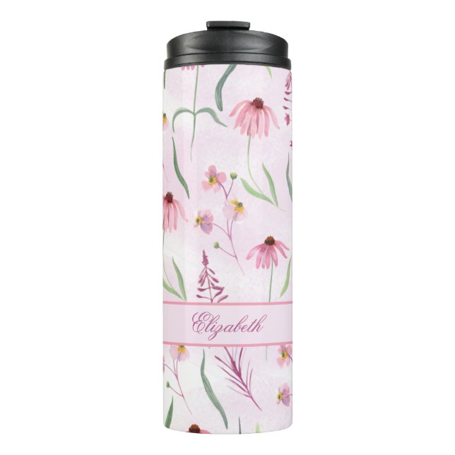 Bouteilles Isothermes Motif Fleur Fleur Rosée Aquarelle Personnalisée (Devant)