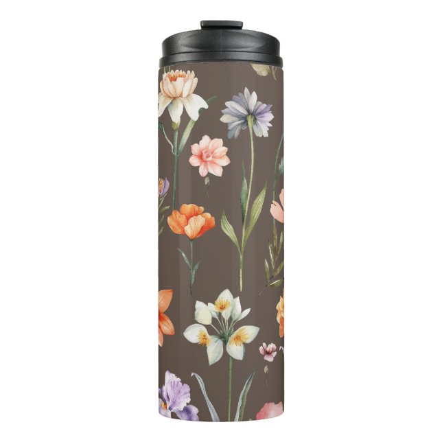 Bouteilles Isothermes Motif Fleur sauvage couleur Brown (Devant)