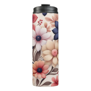 Bouteilles Isothermes Motif fleurs et feuilles rose gras