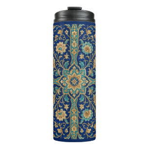 Bouteilles Isothermes Motif floral arabesque persan bleu royal
