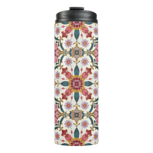 Bouteilles Isothermes Motif floral boho en rouge, rose et sarcelle