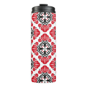 Bouteilles Isothermes Motif floral carrelé. Art populaire en fleurs.