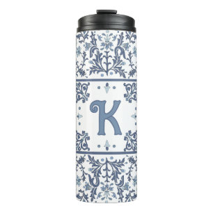 Bouteilles Isothermes Motif floral de fantaisie bleu personnalisé