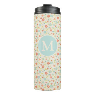 Bouteilles Isothermes Motif floral de printemps pastel joli monogramme