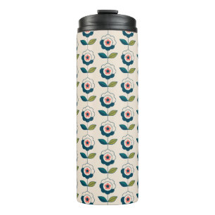 Bouteilles Isothermes Motif floral de rétro turquoise