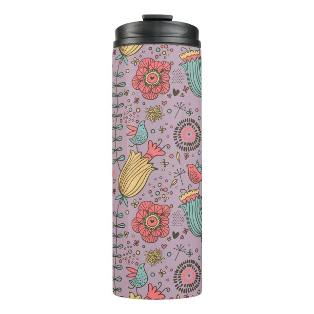 Bouteilles Isothermes Motif floral élégant avec des fleurs (Devant)