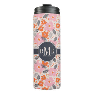 Bouteilles Isothermes Motif floral mignon du monogramme   rétro