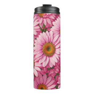 Bouteilles Isothermes Motif floral rétro rose avec des marguerites