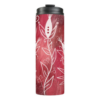 Bouteilles Isothermes Motif Floral Rouge Et Blanc
