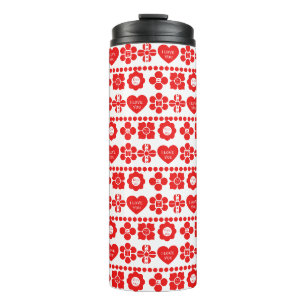 Bouteilles Isothermes Motif floral rouge et cœur pour la Saint-Valentin
