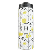 Motif floral scandinave jaune Monogramme